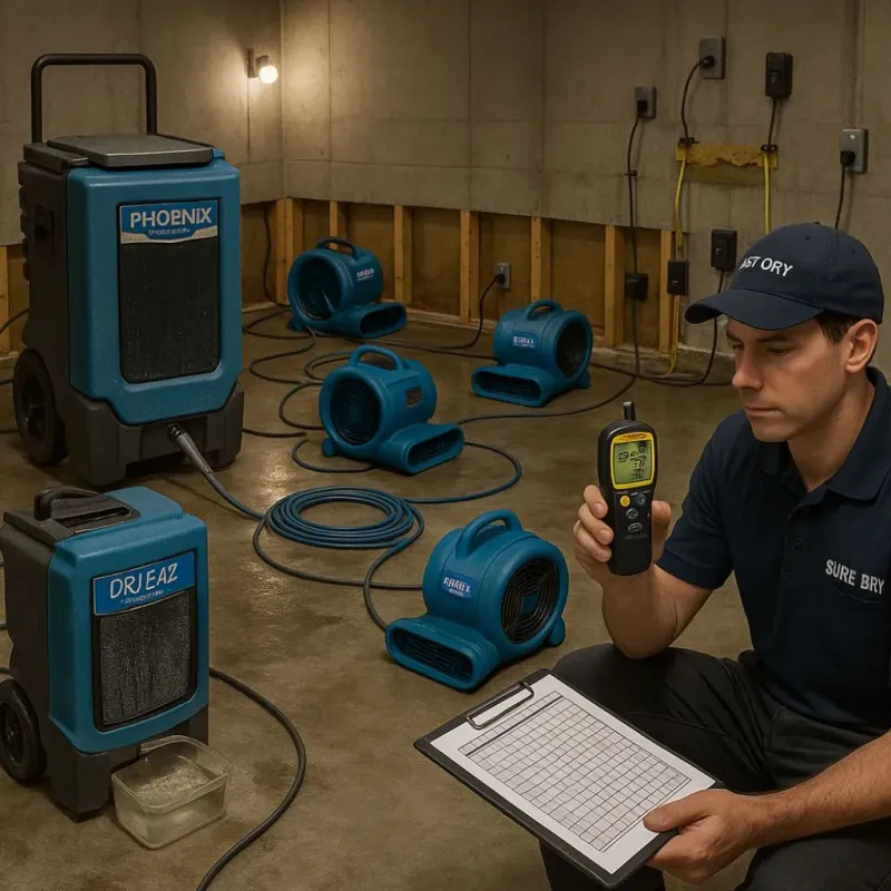 Structural Drying and Dehumidification process in Harvey, ND
